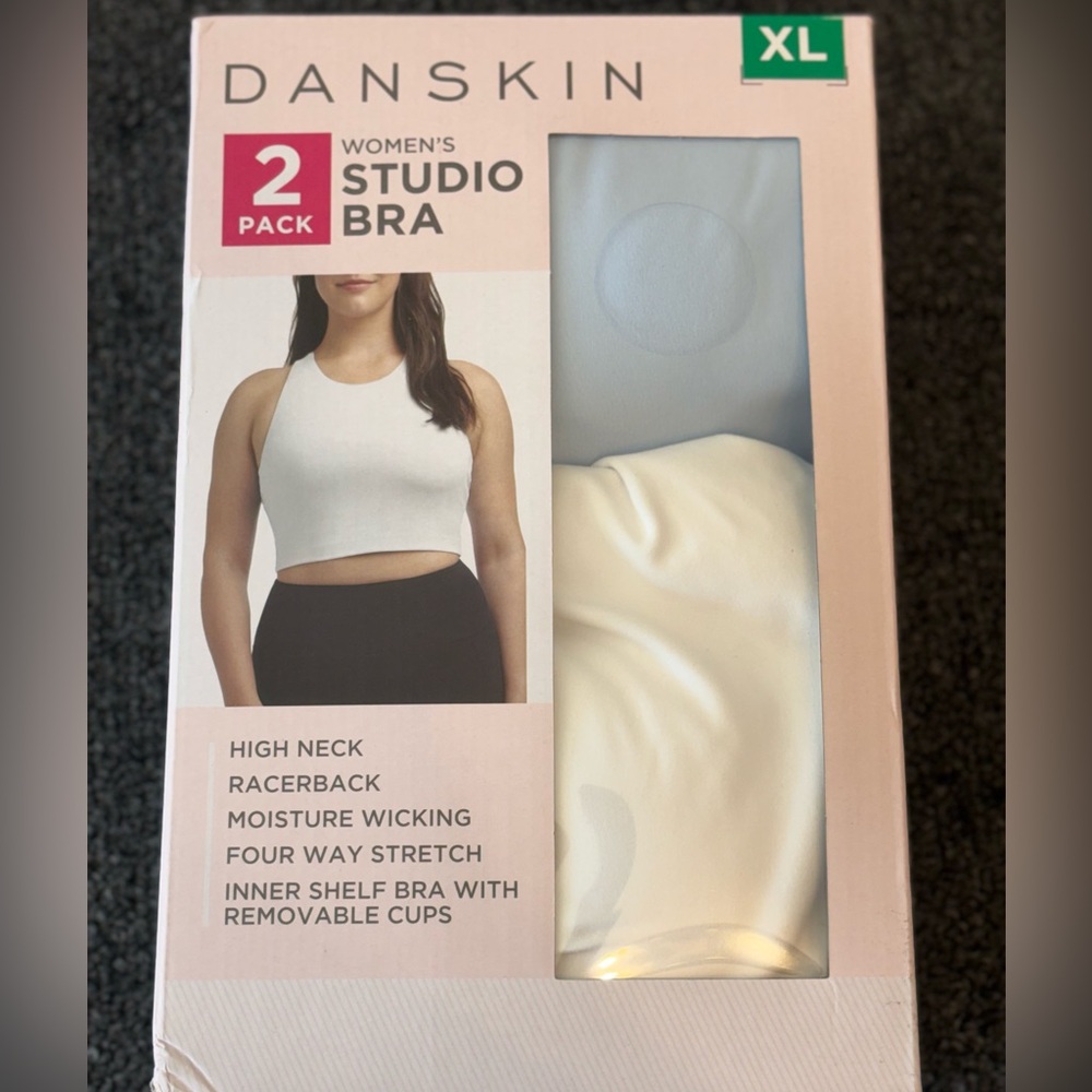 Women's Danskin Studio Bra 2-Pack - White and Light Blue
